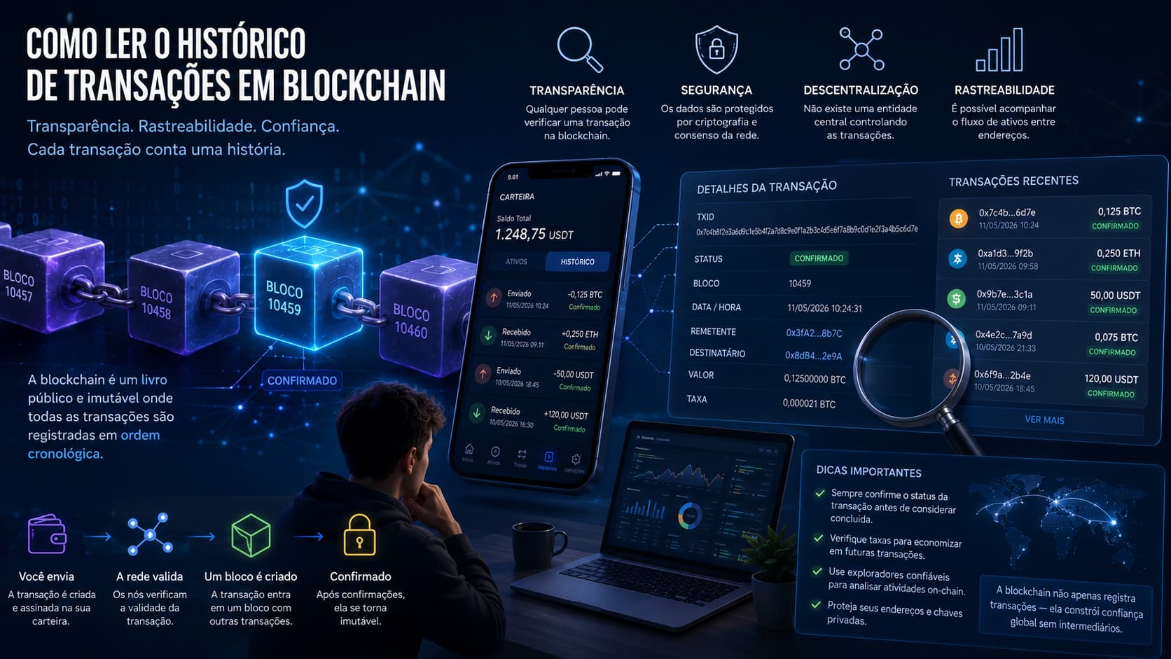 Como Ler o Histórico de Transações em Blockchain