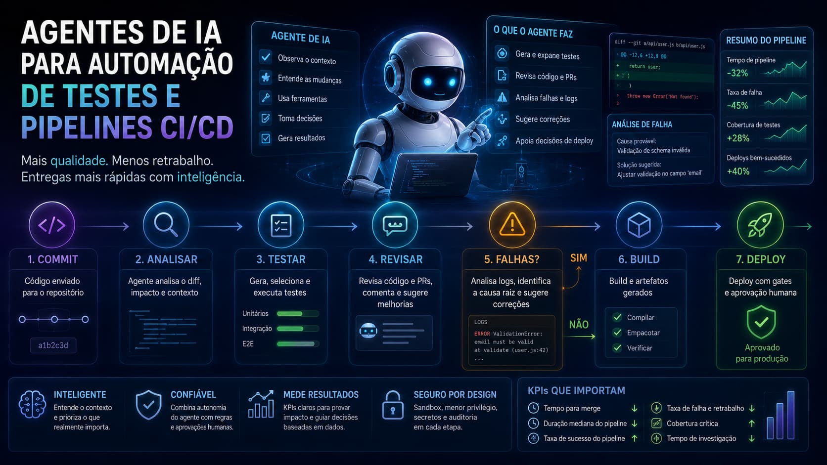 Agentes de IA para automação de testes e pipelines CI/CD